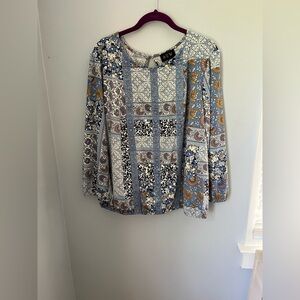AUW Blue Pink Graphic Relaxed Blouse‎